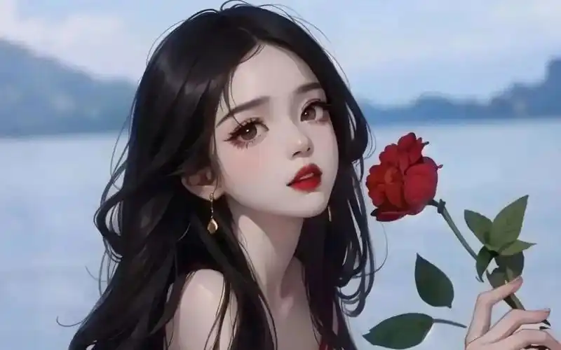 感性美丽玫瑰花少女头像