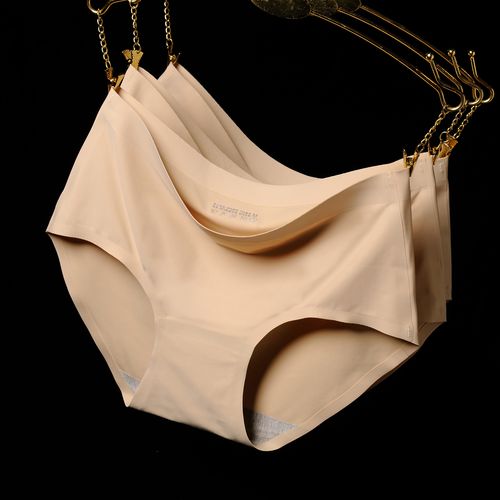 910一片式无痕纯色内裤女 无痕内裤纯色冰丝女士内裤大码内裤批发