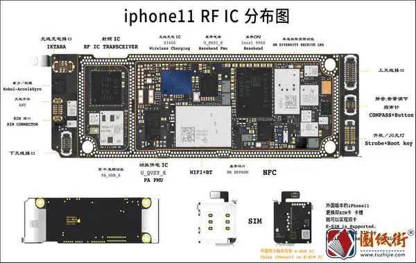 苹果iphone11rfic主板元件分布图