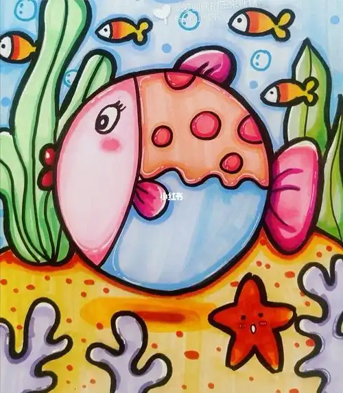 马克笔幼儿园写生胖乎乎的鱼