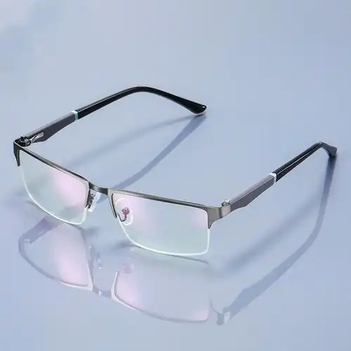 高档商务半框老花镜远近两用高清防蓝光钻石男女小脸轻花眼镜金属