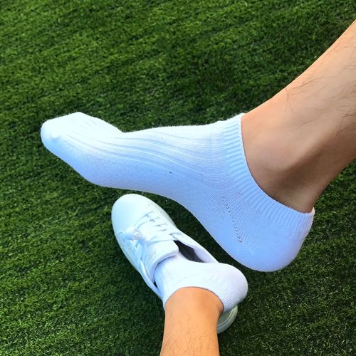 浪莎 春夏季薄棉男白袜控短竖条按摩底纯棉船袜防脱浅口潮流百搭品牌