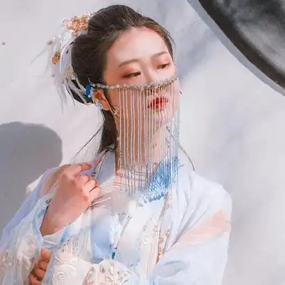 珠帘蒙面女生头像唯美古风真人头像