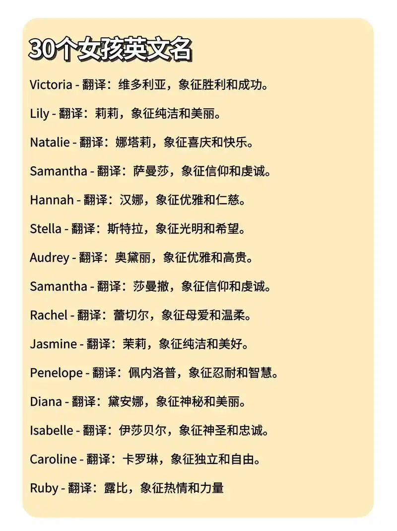 60个【男孩女孩】洋气有内涵的英文名!不知道给自己的孩子取什 - 抖音