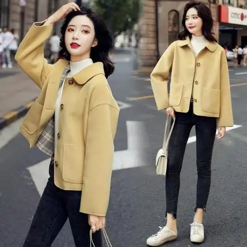 毛呢短款衣服搭配图片 时尚毛呢短外套搭配图片 - 穿衣搭配 - 领啦网