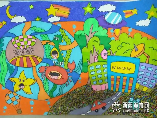 优秀儿童获奖科幻画未来的海底世界欣赏