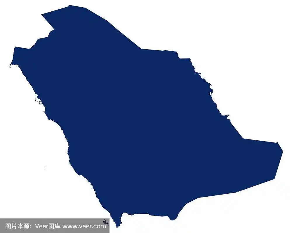蓝色的沙特阿拉伯地图