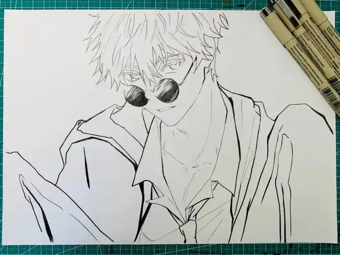 咒术回战  #动漫手绘  #五条悟  #线稿  #马克笔  #寻找小红书绘画
