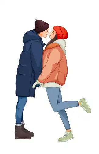 情人节拥抱得出情侣手绘插画