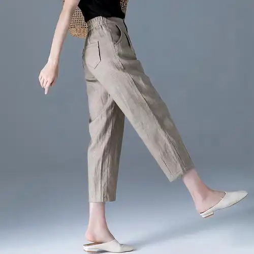 女士精品休闲裤更新时间:2022年02月23日八分棉麻裤子女夏季薄款亚麻