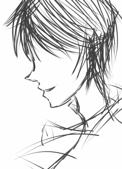 不想画脸(吐血) 我知道我画的吃藕,去画小漫画男孩侧面简笔画