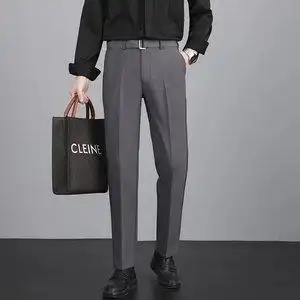 春季送给爸爸的西装裤男士搭配皮鞋西裤职场职业开会专用灰色裤子