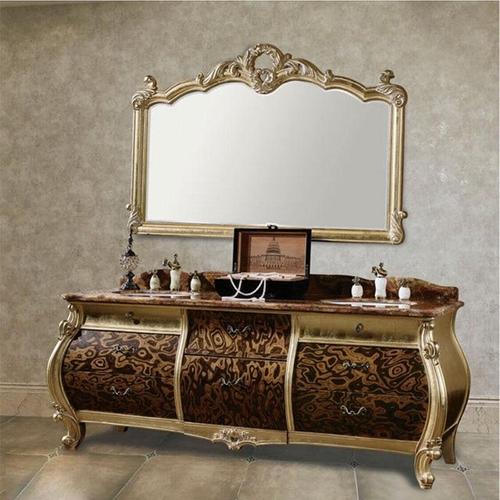 别墅豪宅欧式浴室柜红橡木洗手盆仿古卫浴柜卫生间洗漱台组合定做