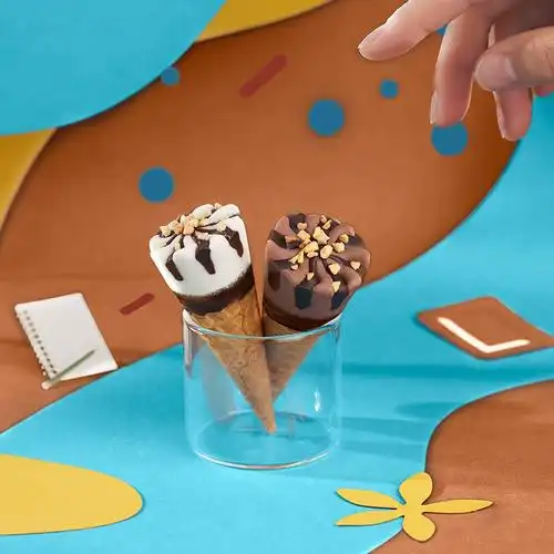 和路雪迷你可爱多甜筒冰淇淋蓝莓草莓香草味抹茶冰激凌盒装雪糕