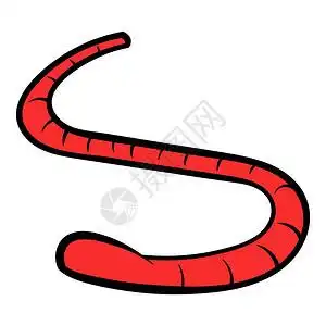 蚯蚓图卡通红色蚯蚓矢量插图插画