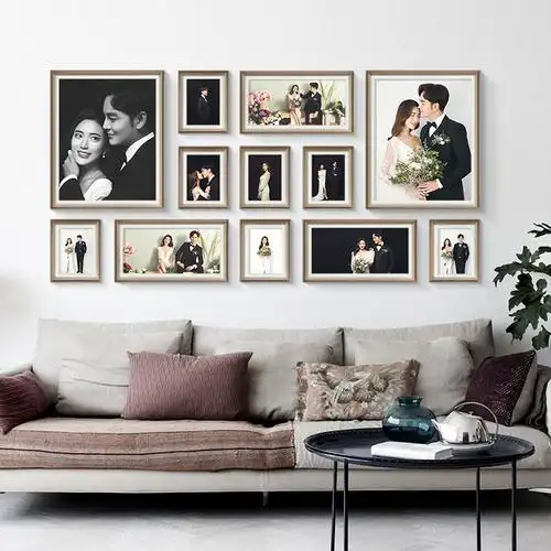 婚纱照相框组合照片墙 简约现代结婚照纪念照挂墙 洗照片定制放大