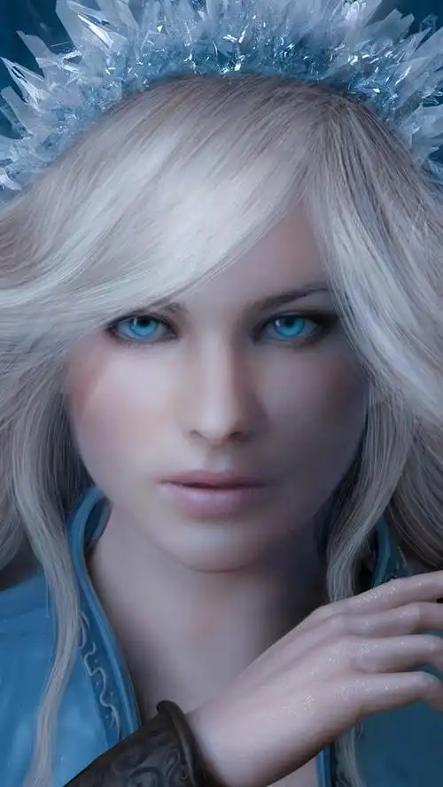 iphone 壁纸 雪之女王,女孩,蓝色的眼睛,冰刀