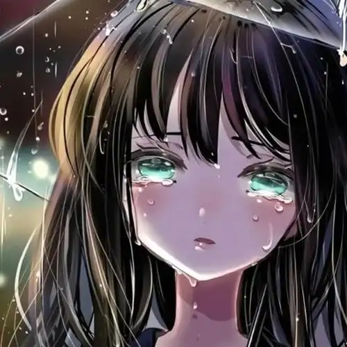 雨中伤感流泪漫画女生头像图片