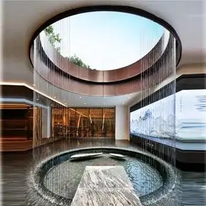 定制拉线水帘水景数控光纤水幕帘会所led可调节喷头流水线水幕墙