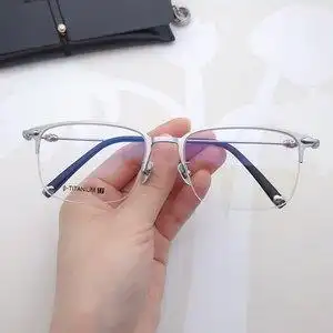 眼镜架纯钛半框银色图片