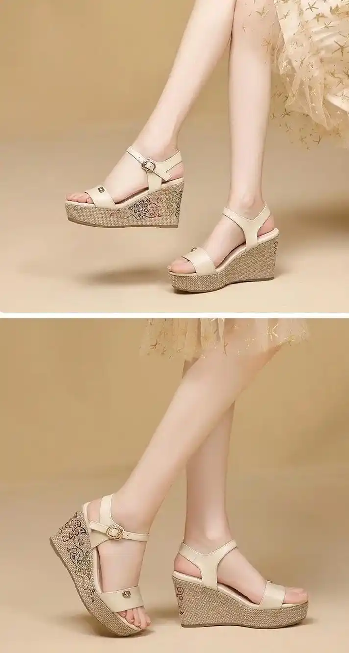 要高挑也要舒适,坡跟凉鞋让你气质出行.