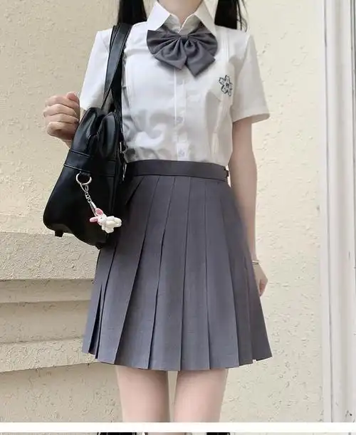 纯色jk裙子绀色jk制服jk百褶裙女夏季款a字半身裙短裙高腰没内衬