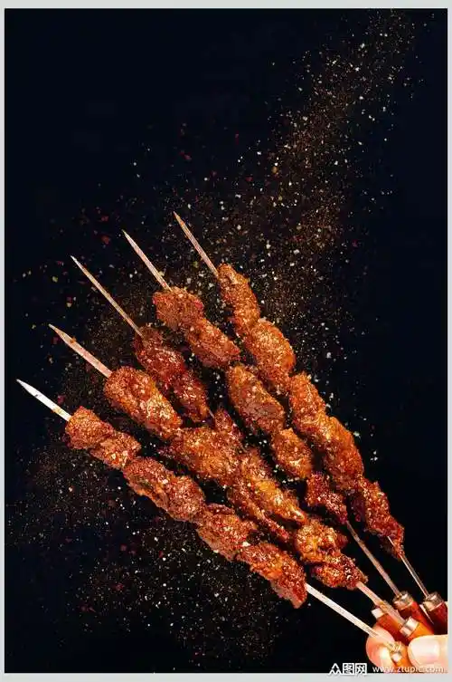 创意五个肉串烤串美食图片素材