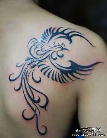 后背凤凰图腾纹身图案