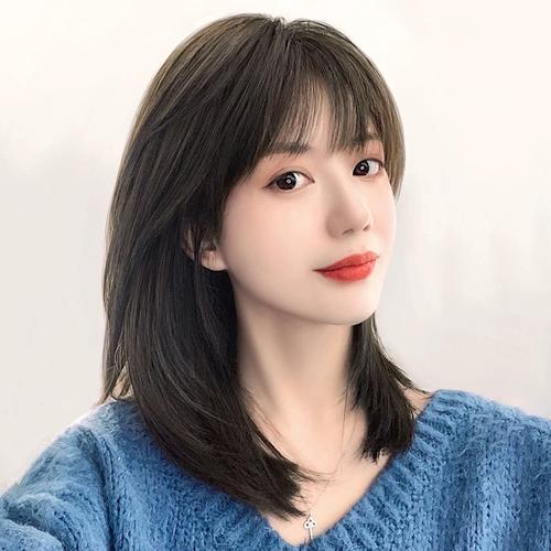 假发女长发自然全头套式网红层次锁骨发型减龄圆脸中长发假发套