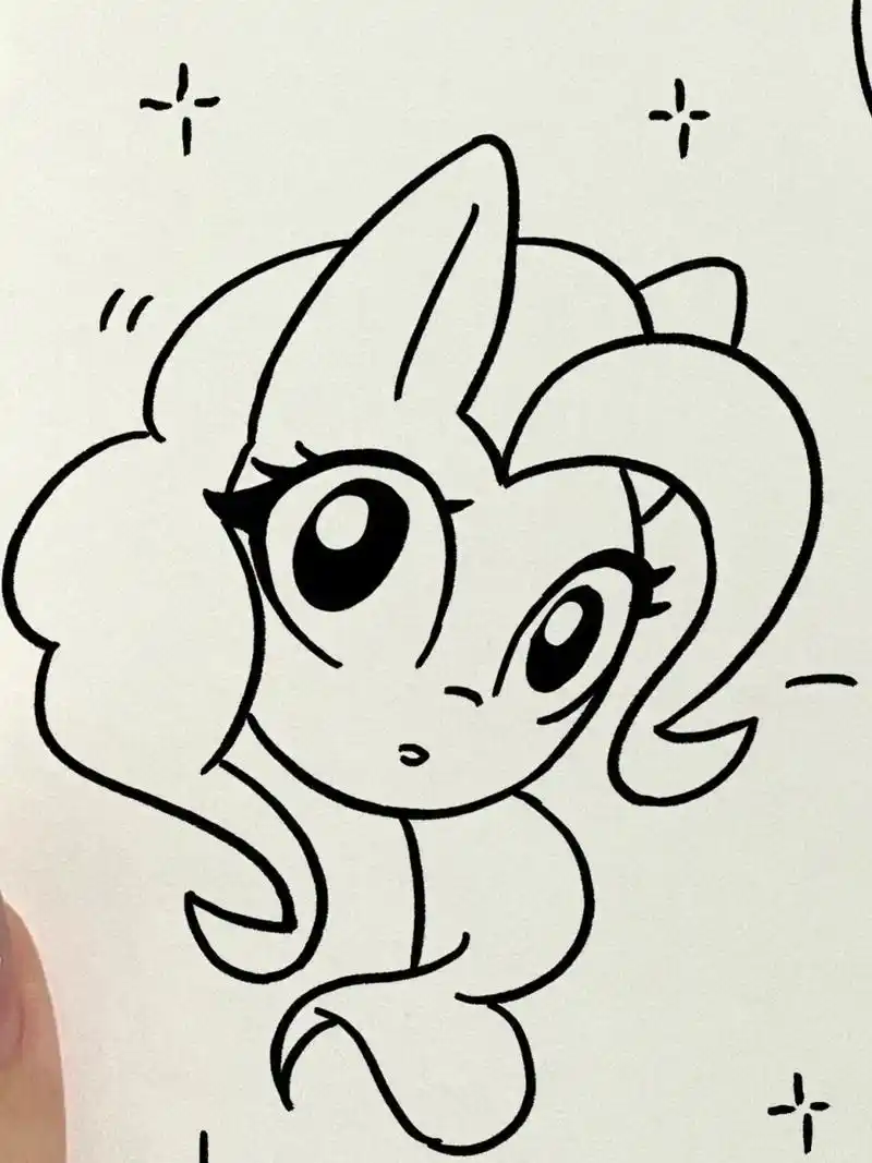 简笔画|93小马宝莉碧琪小头像来啦～ 96打卡一张碧琪的小头像