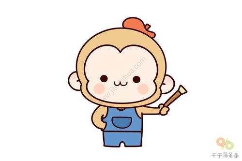 动物园里活泼的猴子简笔画