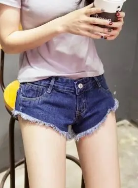 性感低腰牛仔裤毛边流苏打底热裤三角裤翘臀显腿长显瘦超短裤女潮