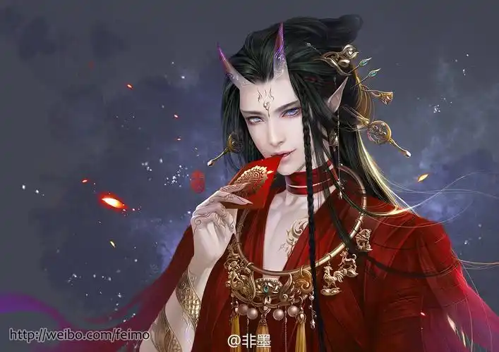 手绘古风红衣男子画师:非墨 - 堆糖,美图壁纸兴趣社区