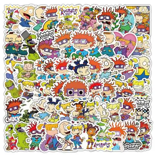 60张小鬼闯巴黎涂鸦贴纸卡通可爱动画人物装饰手机壳电脑贴画批发