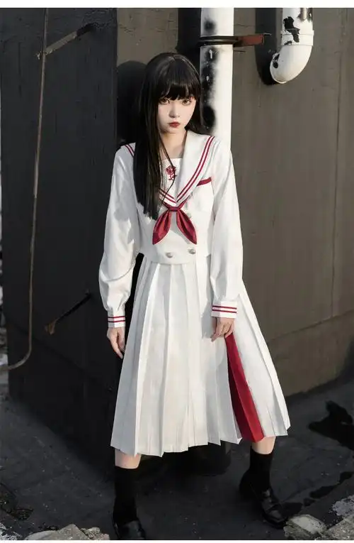 jk连衣裙水手服学院风学生制服战火与玫瑰秋冬百褶短裙长袖海军领软妹