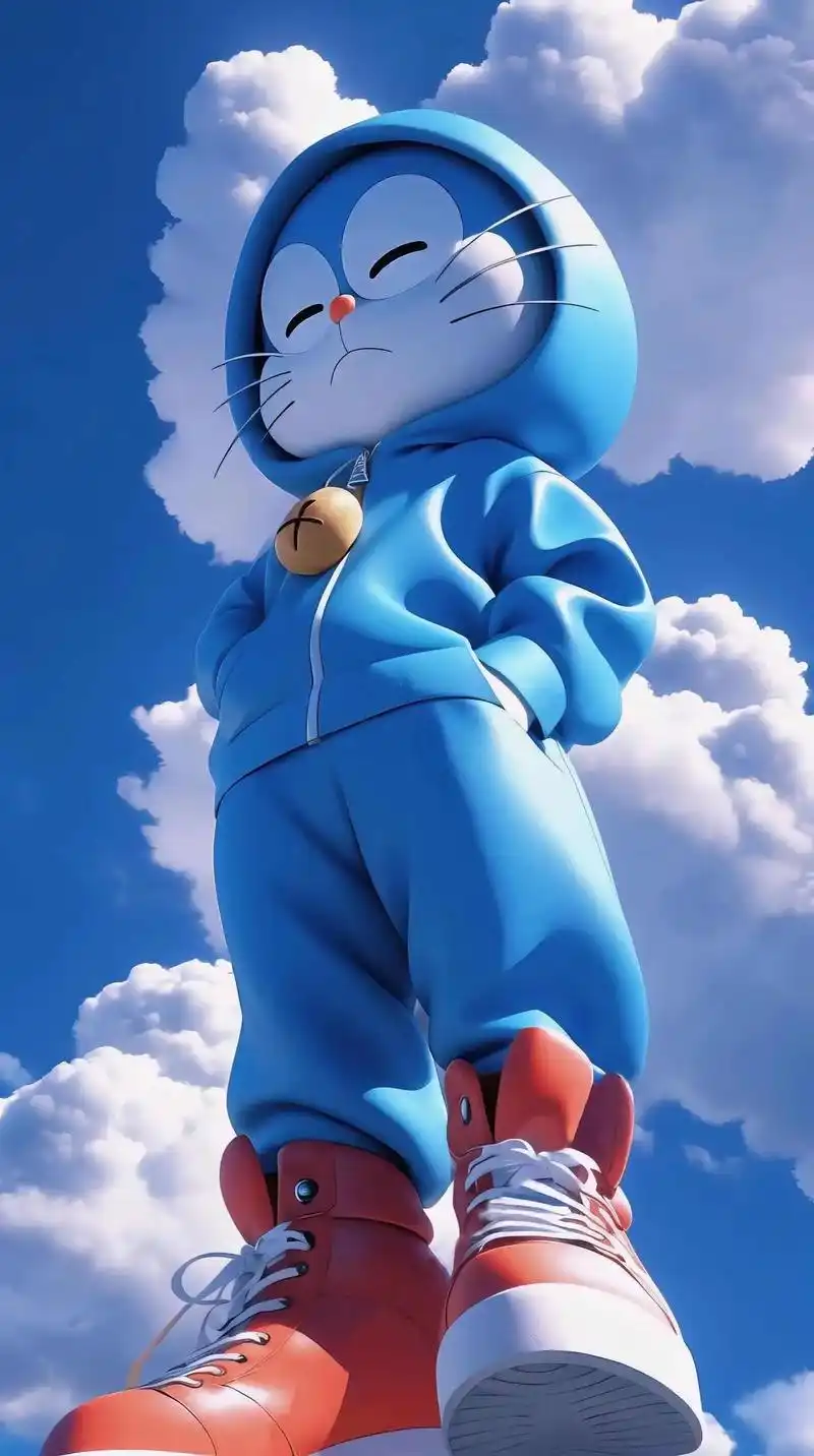 哆啦a梦 #好看的背景图 #蓝天白云定会如期而至 #看最幼 - 抖音