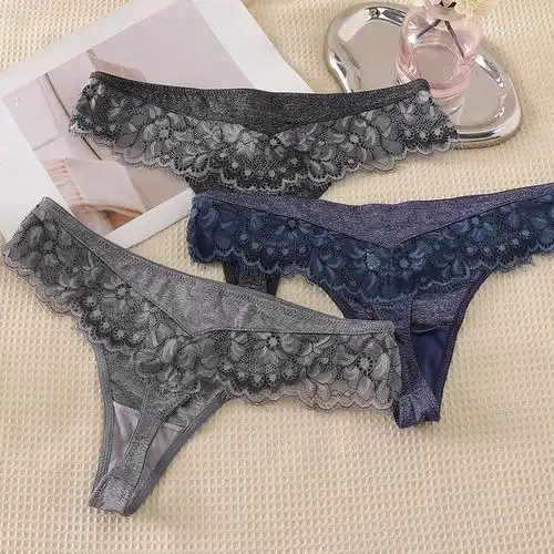 欧美新款蕾丝透气三角裤女士裤子时尚性感高弹舒适睫毛女士丁字裤