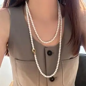 多戴法小香风珍珠项链长款轻奢高端搭配小众毛衣链女秋冬2023新款