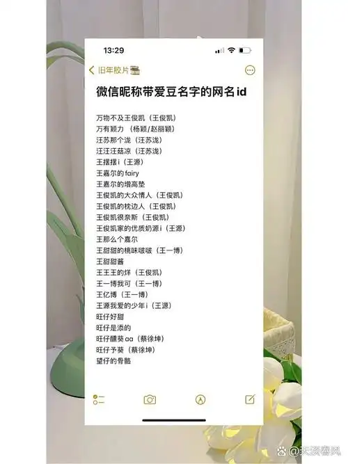微信昵称带爱豆名字的网名id