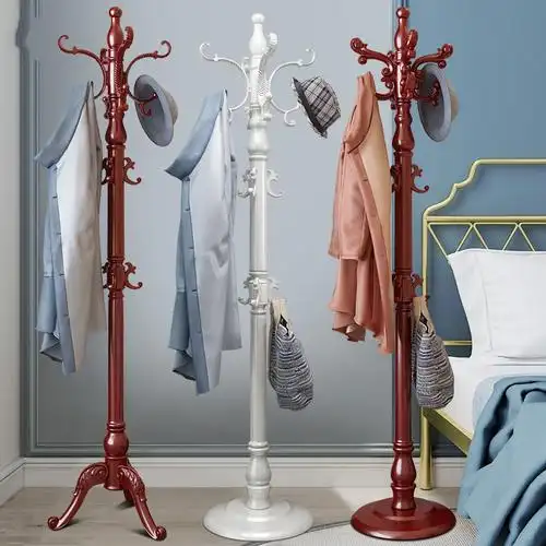 立式实木衣帽架落地衣架卧室家用衣服架简约现代单杆置物包挂衣架定制
