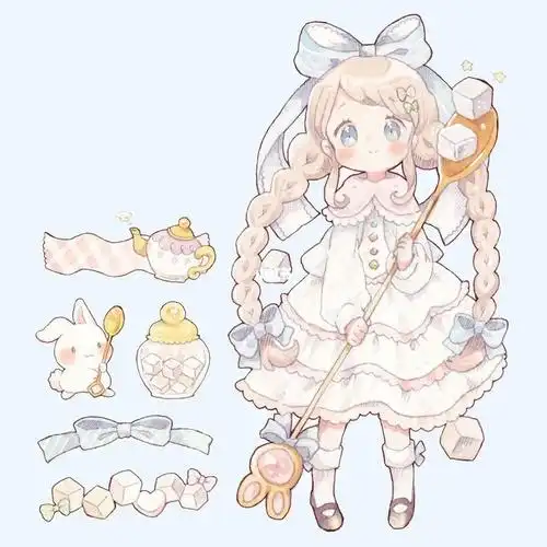 超可爱的q版动漫人物,甜甜的少女插画,萌感十足