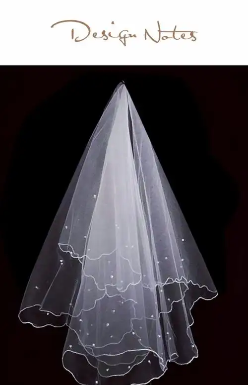 白色婚纱头纱新娘头纱头饰森系网红拍照道具复古结婚简约短款 锁边小