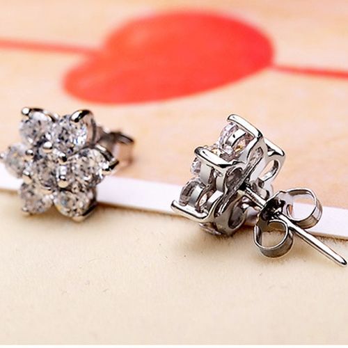 眷钰 满钻雪花 925纯银耳钉 韩版饰品 首饰银饰 明星同款饰品