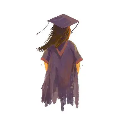 彩色手绘卡通学士服学生背影毕业季元素png素材