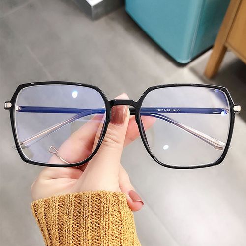 透明明眼镜框大框女显脸小白白色镜架大脸显瘦定制成品光学镜