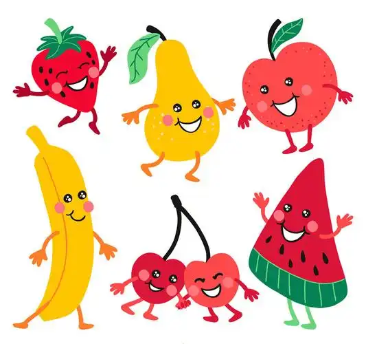6款卡通笑脸水果矢量素材