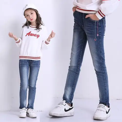 2019女童春秋装裤子儿童牛仔裤女大童牛仔裤长裤弹力直筒单裤