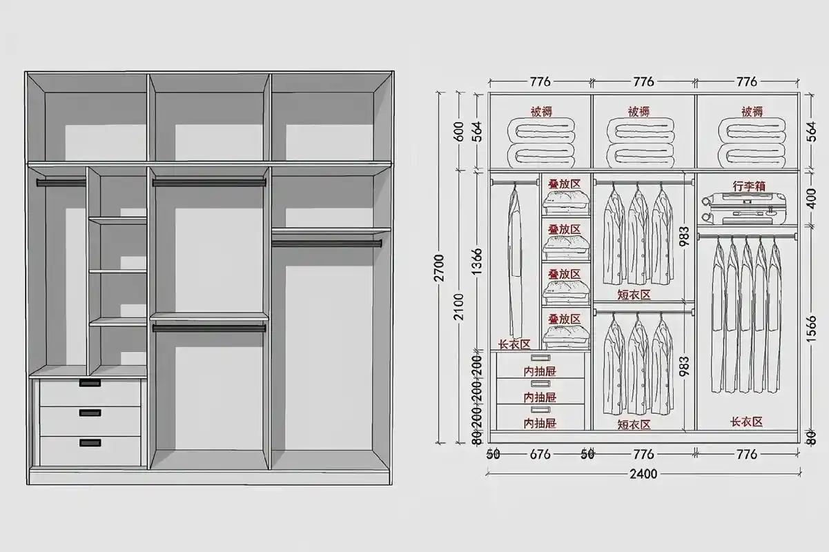衣柜内部尺寸,收纳就是这么简单