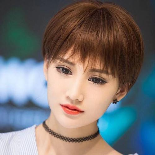 假发女短发自然逼真短碎发时尚蓬松短直发圆脸帅气中性男女假发套