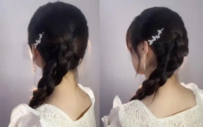 扁头必学的侧麻花辫发型